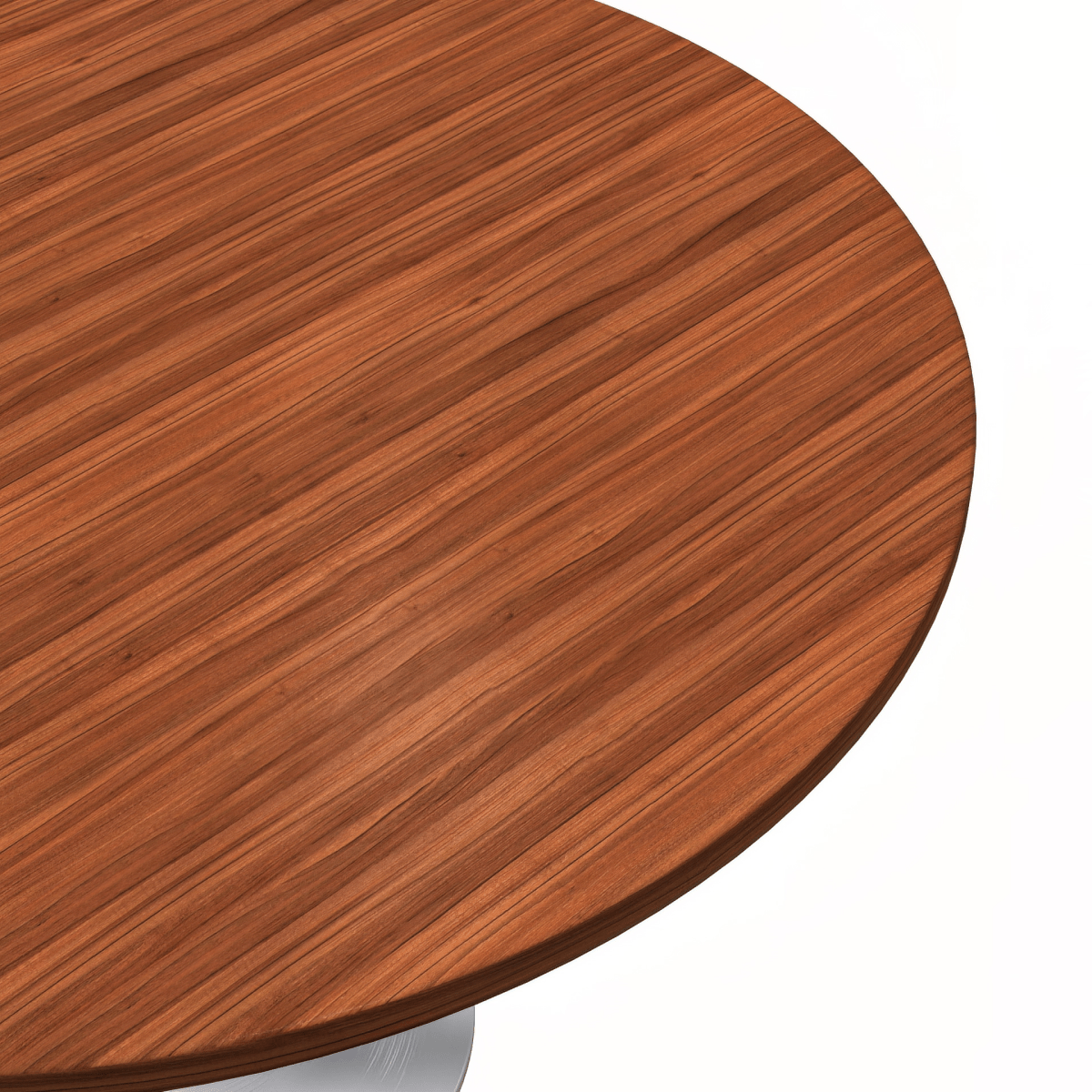 Verve Round Dining Table with MDF/Sintered Stone/Resin Tabletop in White Stainless Steel Pedestal Base