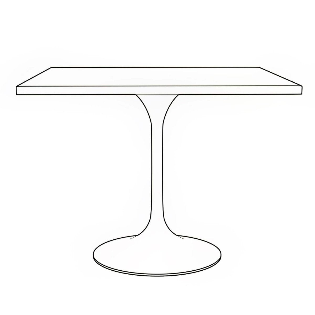 Verve Square Dining Table with a Laminated White Marbleized Tabletop and White/Black/Silver/Gold Steel Pedestal Base