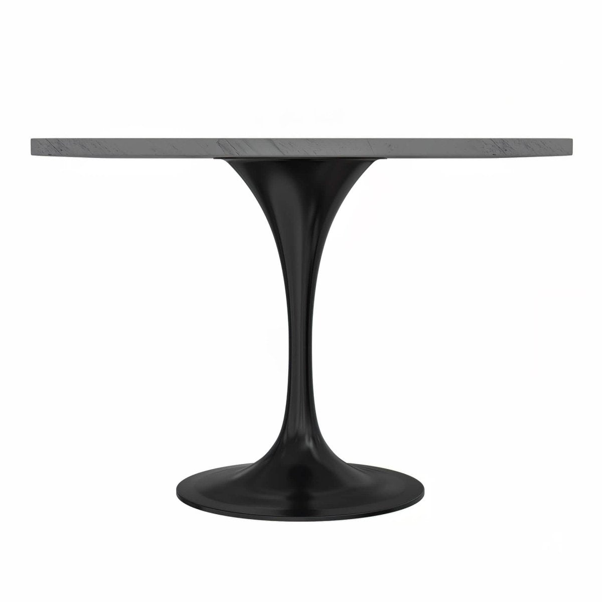 Verve Square Dining Table with a Laminated White Marbleized Tabletop and White/Black/Silver/Gold Steel Pedestal Base