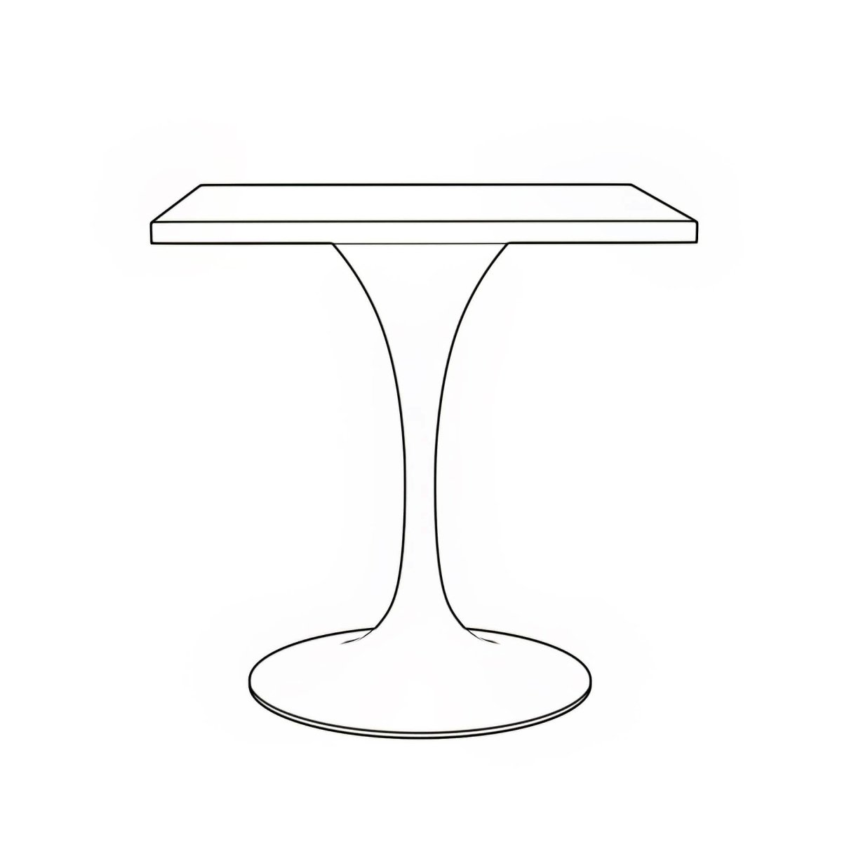 Verve Square Dining Table with a Laminated White Marbleized Tabletop and White/Black/Silver/Gold Steel Pedestal Base