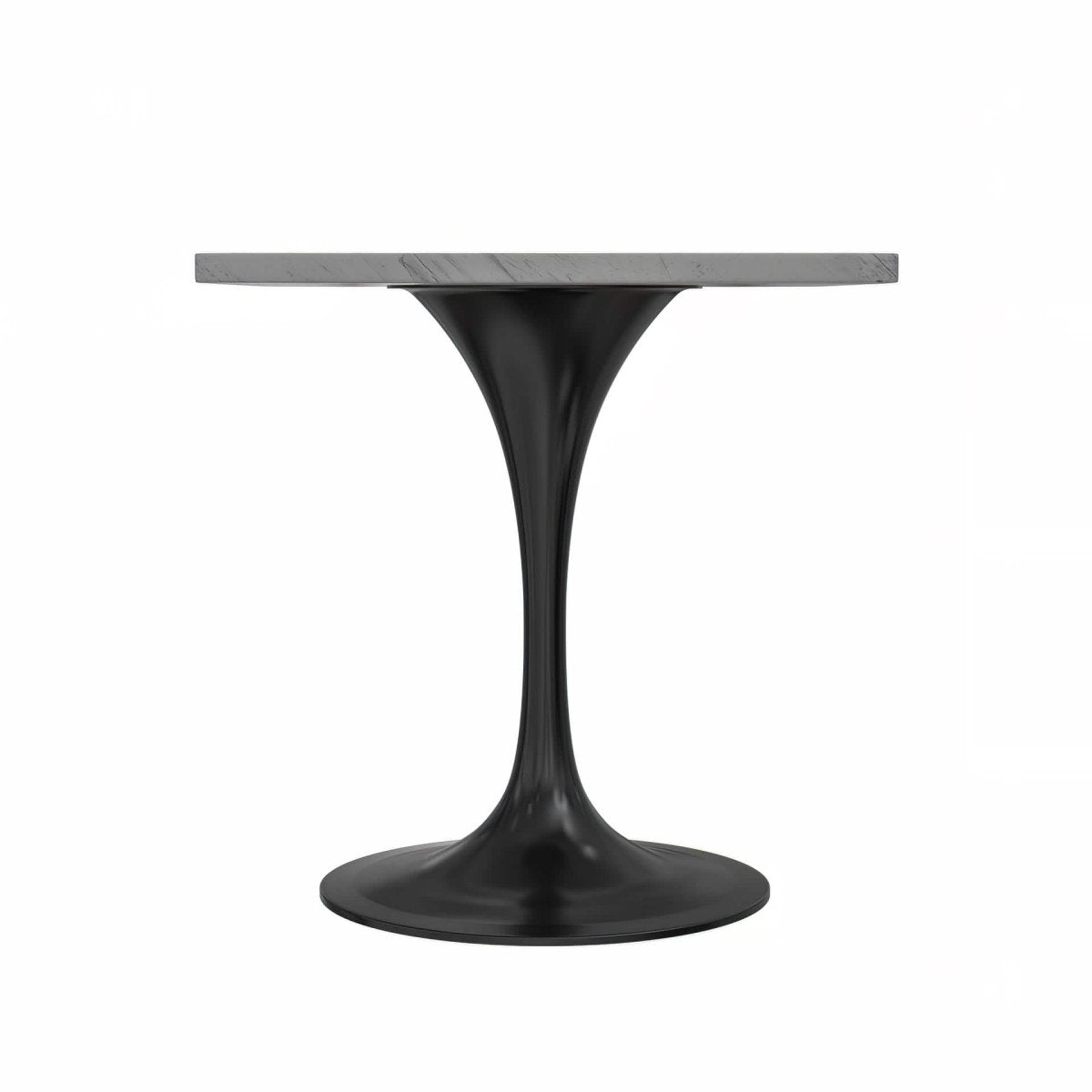 Verve Square Dining Table with a Laminated White Marbleized Tabletop and White/Black/Silver/Gold Steel Pedestal Base