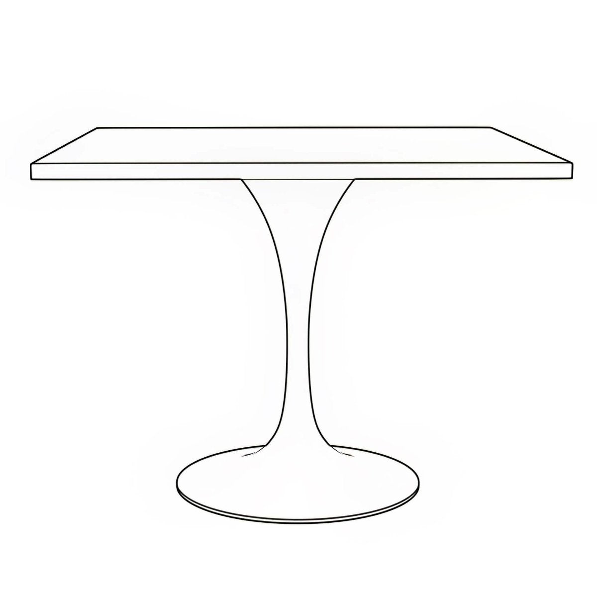 Verve Square Dining Table with a Laminated White Marbleized Tabletop and White/Black/Silver/Gold Steel Pedestal Base