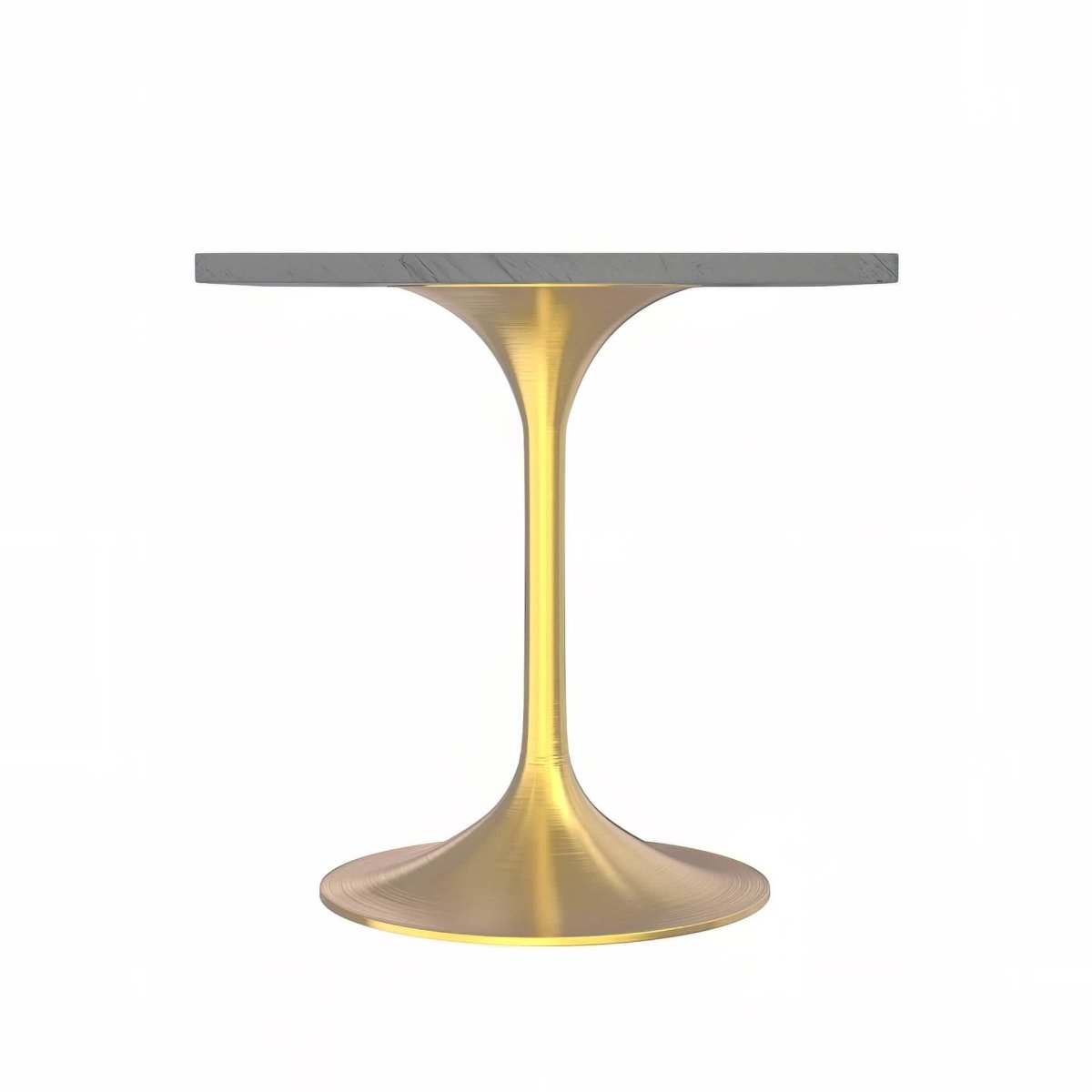 Verve Square Dining Table with a Laminated White Marbleized Tabletop and White/Black/Silver/Gold Steel Pedestal Base