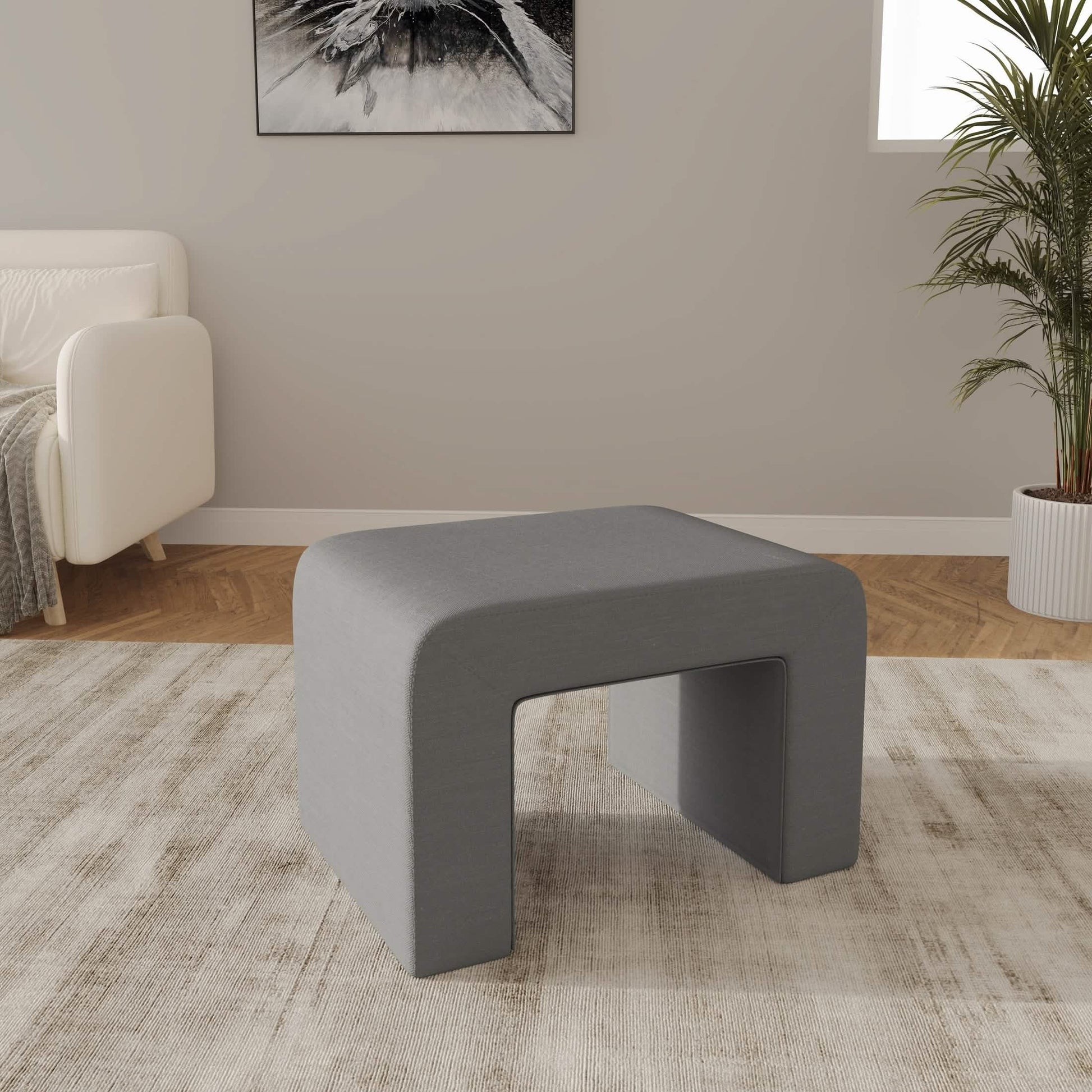 Vint Modern Bench Upholstered in Velvet Boucle With Padded Foam Seat
