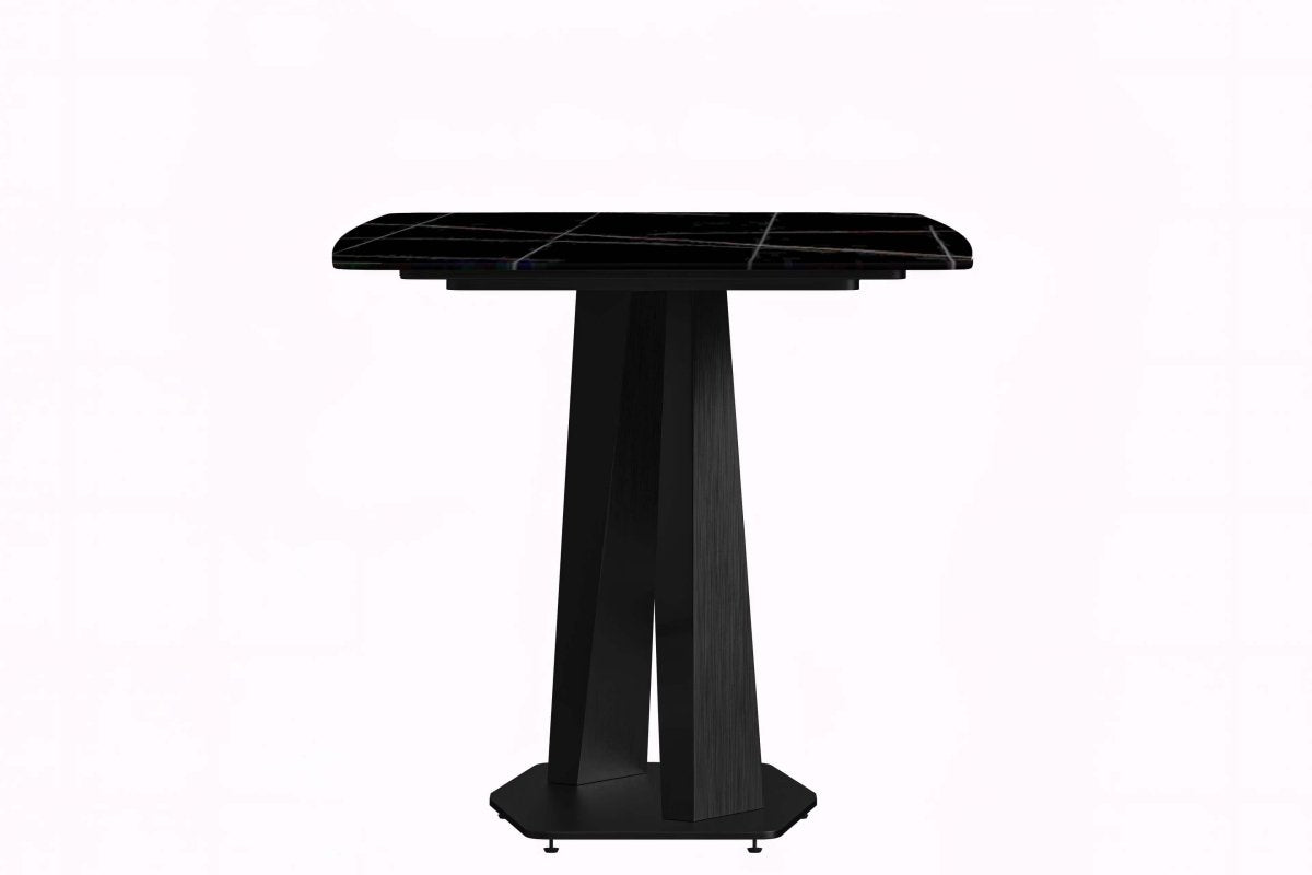Voren 7 - Piece Dining Set with 55" Rectangular Dining Table with Sintered Stone Top and Black Base and 6 Leather Dining Chairs