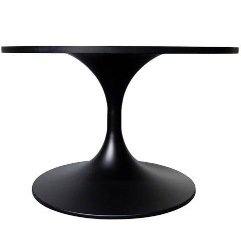 Verve Round Coffee Table with MDF/Resin/Sintered Stone Tabletop and Black Stainless Steel Base