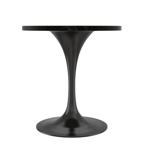 Verve Round Dining Table with MDF/Sintered Stone/Resin Tabletop in Black Stainless Steel Pedestal Base