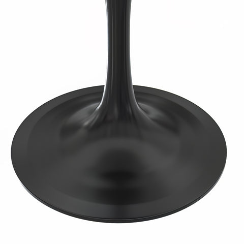 Verve Round Dining Table with MDF/Sintered Stone/Resin Tabletop in Black Stainless Steel Pedestal Base