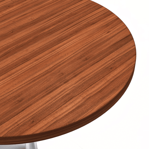 Verve Round Dining Table with MDF/Sintered Stone/Resin Tabletop in Silver Stainless Steel Pedestal Base