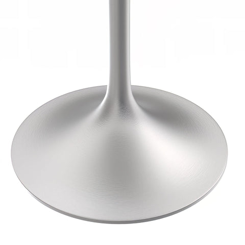 Verve Square Dining Table with a Laminated White Marbleized Tabletop and White/Black/Silver/Gold Steel Pedestal Base