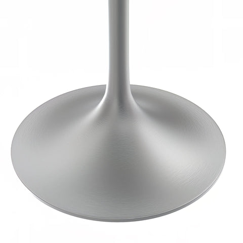 Verve Square Dining Table with a Laminated White Marbleized Tabletop and White/Black/Silver/Gold Steel Pedestal Base