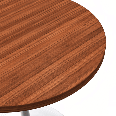 Verve Round Dining Table with MDF/Sintered Stone/Resin Tabletop in White Stainless Steel Pedestal Base