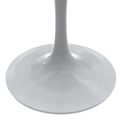 Verve Square Dining Table with a Laminated White Marbleized Tabletop and White/Black/Silver/Gold Steel Pedestal Base