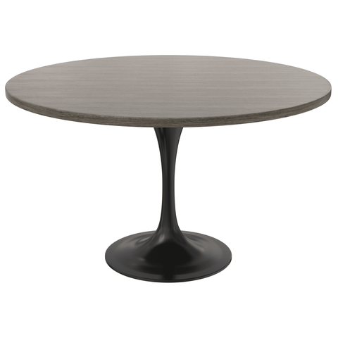 Verve Round Dining Table with MDF/Sintered Stone/Resin Tabletop in Black Stainless Steel Pedestal Base