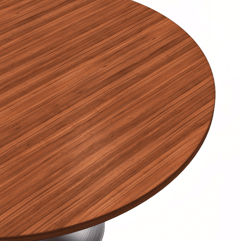 Verve Round Dining Table with MDF/Sintered Stone/Resin Tabletop in Silver Stainless Steel Pedestal Base