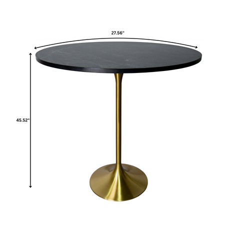 Verve Bar Height Dining Table with Round MDF/Sintered Stone/Resin Top & Gold Stainless Steel Base