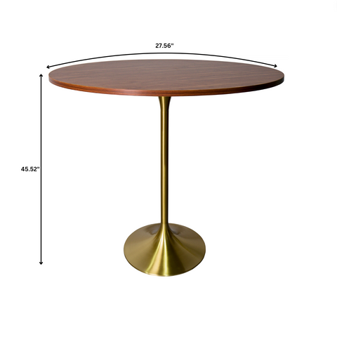 Verve Bar Height Dining Table with Round MDF/Sintered Stone/Resin Top & Gold Stainless Steel Base