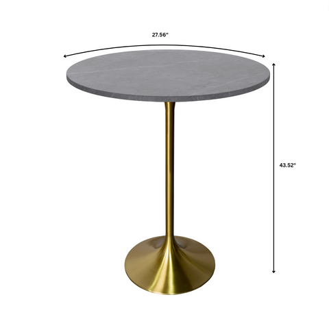 Verve Bar Height Dining Table with Round MDF/Sintered Stone/Resin Top & Gold Stainless Steel Base