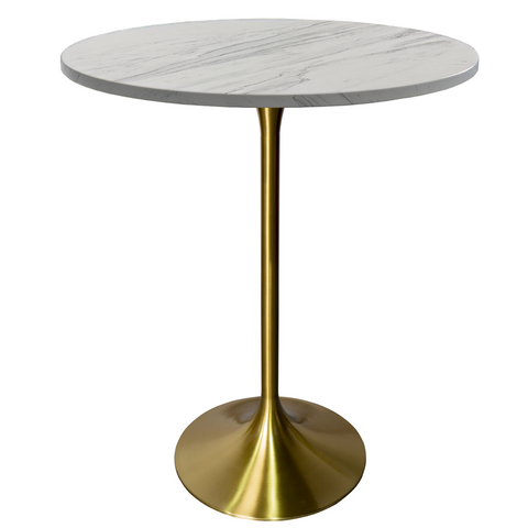 Verve Bar Height Dining Table with Round MDF/Sintered Stone/Resin Top & Gold Stainless Steel Base