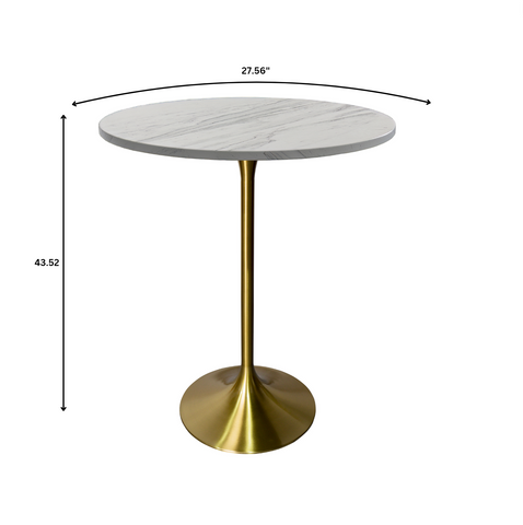 Verve Bar Height Dining Table with Round MDF/Sintered Stone/Resin Top & Gold Stainless Steel Base