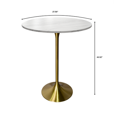 Verve Bar Height Dining Table with Round MDF/Sintered Stone/Resin Top & Gold Stainless Steel Base