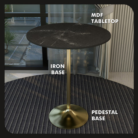 Verve Bar Height Dining Table with Round MDF/Sintered Stone/Resin Top & Gold Stainless Steel Base