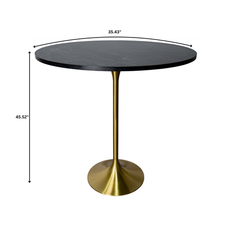 Verve Bar Height Dining Table with Round MDF/Sintered Stone/Resin Top & Gold Stainless Steel Base
