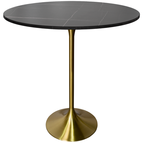 Verve Bar Height Dining Table with Round MDF/Sintered Stone/Resin Top & Gold Stainless Steel Base