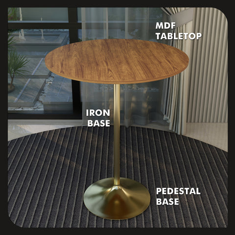 Verve Bar Height Dining Table with Round MDF/Sintered Stone/Resin Top & Gold Stainless Steel Base