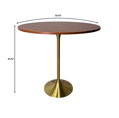 Verve Bar Height Dining Table with Round MDF/Sintered Stone/Resin Top & Gold Stainless Steel Base