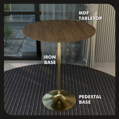 Verve Bar Height Dining Table with Round MDF/Sintered Stone/Resin Top & Gold Stainless Steel Base