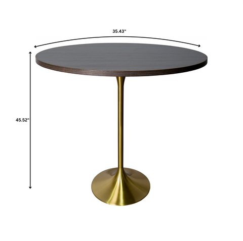 Verve Bar Height Dining Table with Round MDF/Sintered Stone/Resin Top & Gold Stainless Steel Base