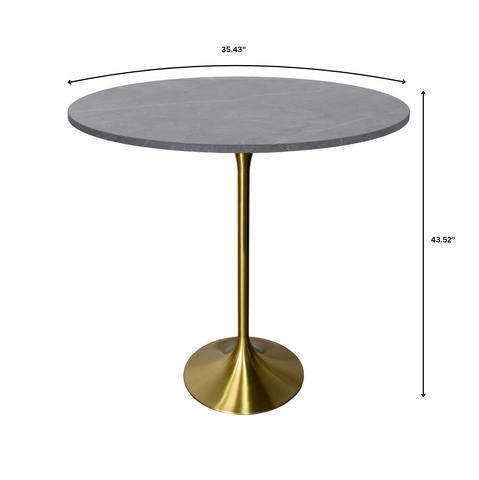 Verve Bar Height Dining Table with Round MDF/Sintered Stone/Resin Top & Gold Stainless Steel Base