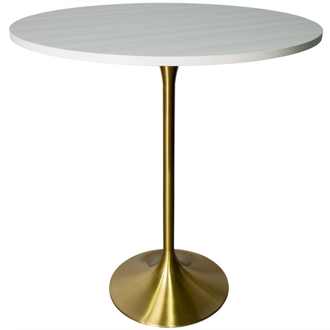 Verve Bar Height Dining Table with Round MDF/Sintered Stone/Resin Top & Gold Stainless Steel Base