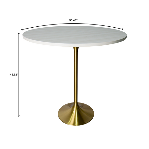 Verve Bar Height Dining Table with Round MDF/Sintered Stone/Resin Top & Gold Stainless Steel Base