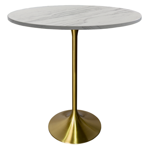 Verve Bar Height Dining Table with Round MDF/Sintered Stone/Resin Top & Gold Stainless Steel Base