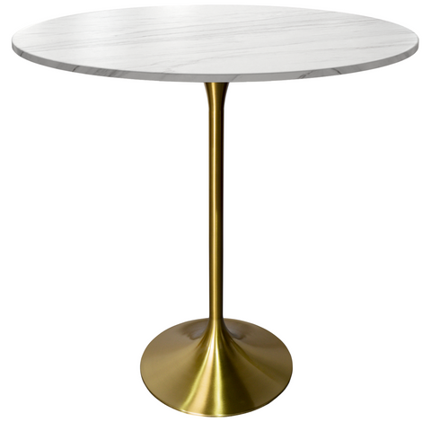 Verve Bar Height Dining Table with Round MDF/Sintered Stone/Resin Top & Gold Stainless Steel Base