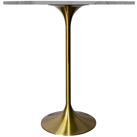 Verve Bar Height Dining Table with Round MDF/Sintered Stone/Resin Top & Gold Stainless Steel Base
