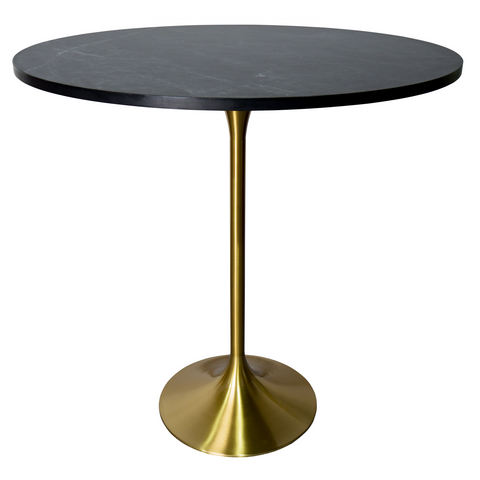Verve Bar Height Dining Table with Round MDF/Sintered Stone/Resin Top & Gold Stainless Steel Base
