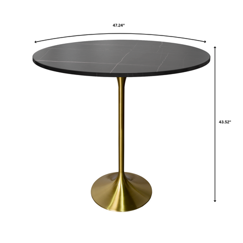 Verve Bar Height Dining Table with Round MDF/Sintered Stone/Resin Top & Gold Stainless Steel Base