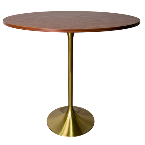 Verve Bar Height Dining Table with Round MDF/Sintered Stone/Resin Top & Gold Stainless Steel Base