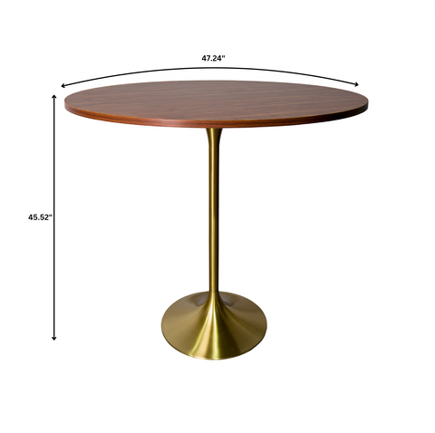 Verve Bar Height Dining Table with Round MDF/Sintered Stone/Resin Top & Gold Stainless Steel Base