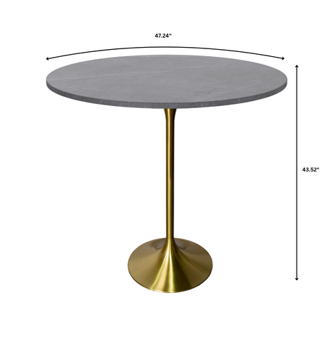 Verve Bar Height Dining Table with Round MDF/Sintered Stone/Resin Top & Gold Stainless Steel Base