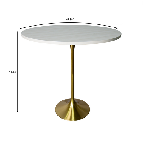 Verve Bar Height Dining Table with Round MDF/Sintered Stone/Resin Top & Gold Stainless Steel Base