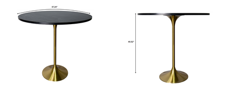 Verve Bar Height Dining Table with Round MDF/Sintered Stone/Resin Top & Gold Stainless Steel Base