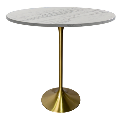 Verve Bar Height Dining Table with Round MDF/Sintered Stone/Resin Top & Gold Stainless Steel Base
