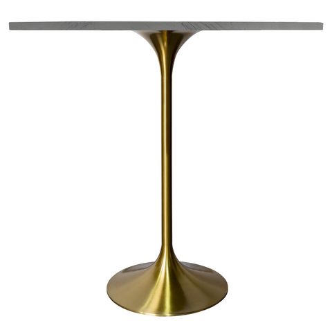 Verve Bar Height Dining Table with Round MDF/Sintered Stone/Resin Top & Gold Stainless Steel Base