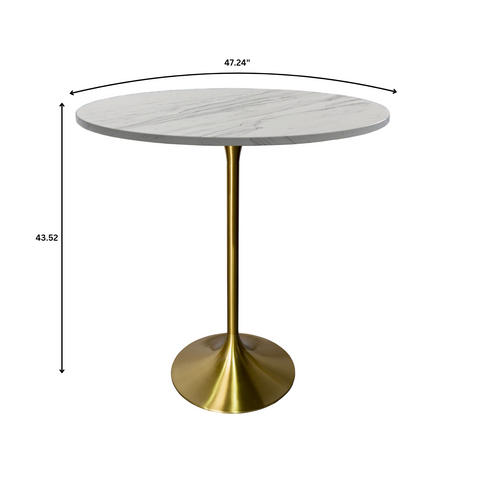 Verve Bar Height Dining Table with Round MDF/Sintered Stone/Resin Top & Gold Stainless Steel Base