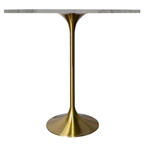 Verve Bar Height Dining Table with Round MDF/Sintered Stone/Resin Top & Gold Stainless Steel Base