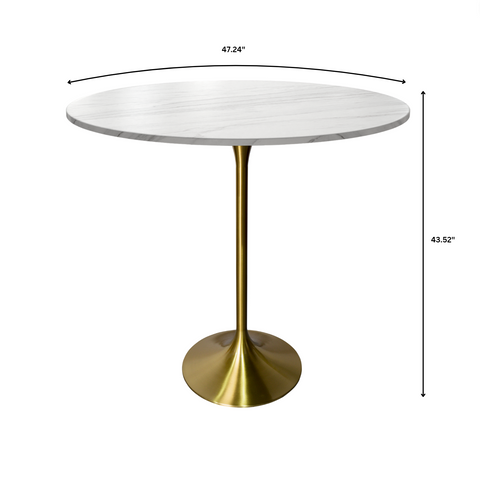 Verve Bar Height Dining Table with Round MDF/Sintered Stone/Resin Top & Gold Stainless Steel Base